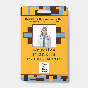 Employee Name Nurse Photo Bar Code Logo Custom ID Badge