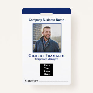 Employee Name Photo Logo Bar Code Custom Badge ID Badge