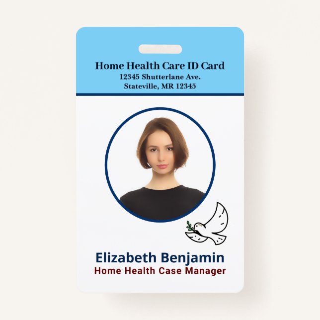 Employee Name Photo Logo Bar Code Custom ID Badge (Front)