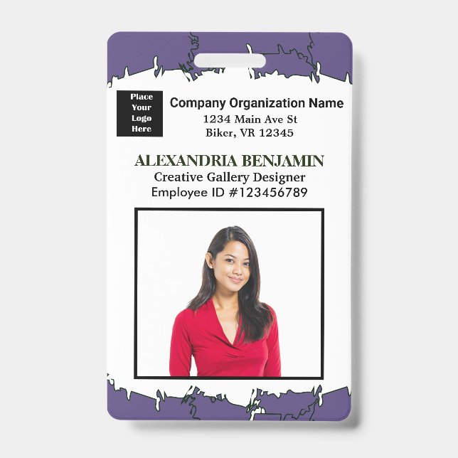 Employee Name Photo Logo Bar Code Logo ID Card Badge (Front)