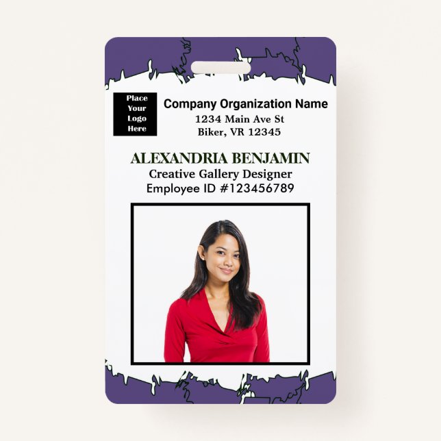 Employee Name Photo Logo Bar Code Logo ID Card ID Badge (Front)