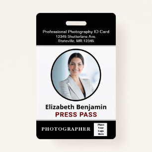 Employee Name Photo Logo Press Pass Custom ID ID Badge