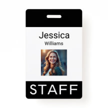 Employee name tags, personal company logos, person