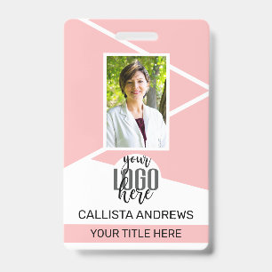 Employee Name Title Barcode Logo Pink Geo ID Badge