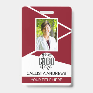 Employee Name Title Barcode Logo Red Geo ID Badge