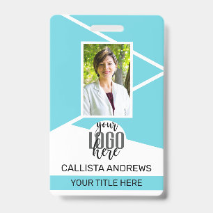 Employee Name Title Barcode Logo Teal Geo ID Badge