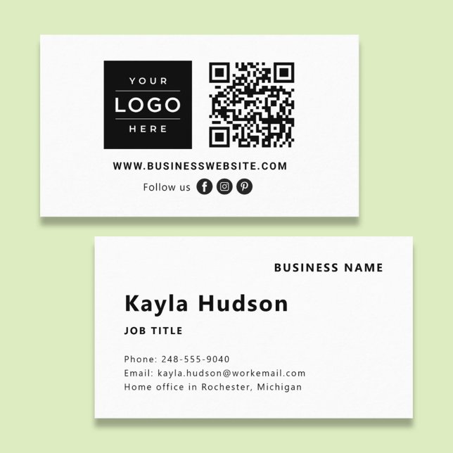 Employee Name with Company Logo QR Code Business Card (Creator Uploaded)