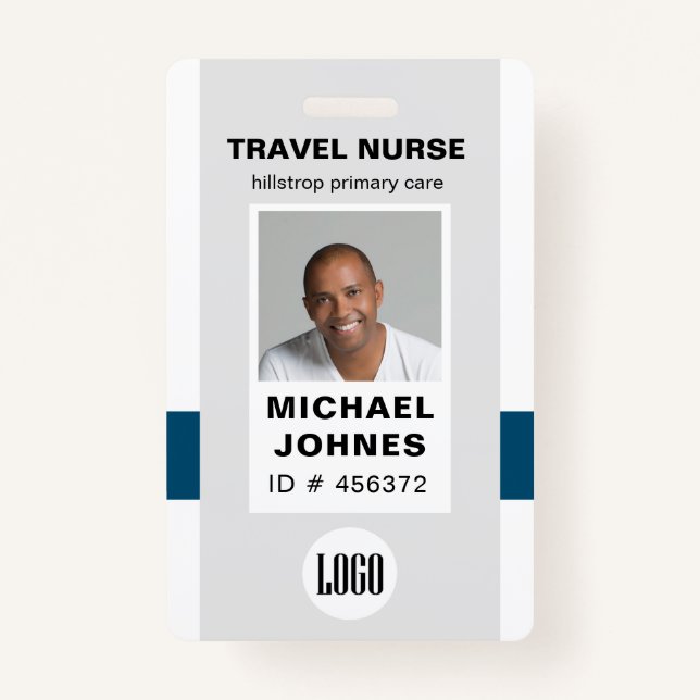 employee nurse photo and logo name badge ID badge (Front)