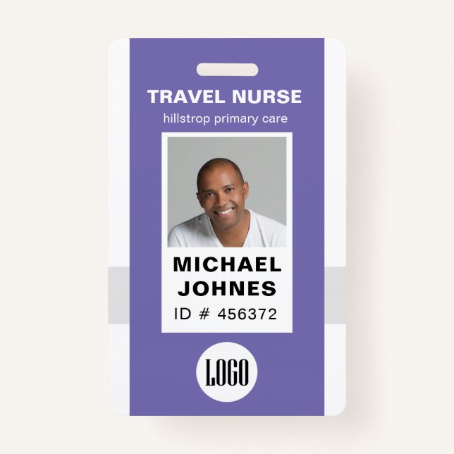 employee nurse photo and logo name badge ID badge (Front)