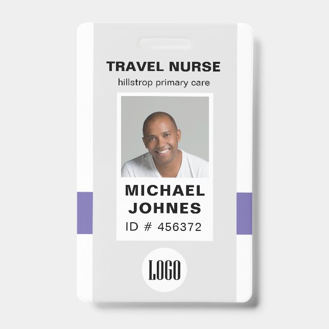 employee nurse photo and logo name badge ID badge (Front)