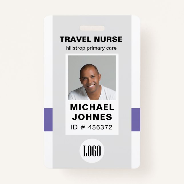 employee nurse photo and logo name badge ID badge (Front)