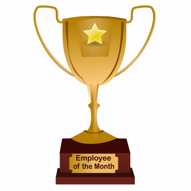 Employee of the Month Award, Golden Trophy Standing Photo Sculpture (Front)