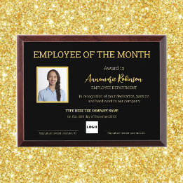 Employee of the month black & Gold Award Plaque