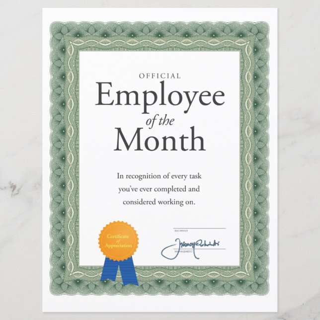 Employee of the Month Certificate (Front)