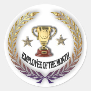 employee of the month classic round sticker