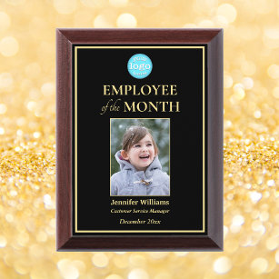 Employee of the Month Company Logo Photo Gold Award Plaque