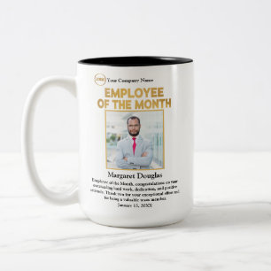 Employee of the Month Custom Photo Gold & Black Two-Tone Coffee Mug
