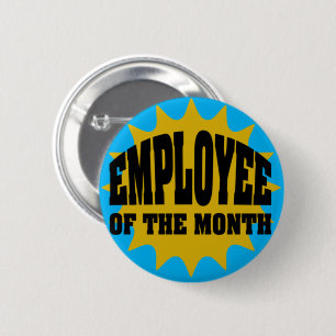 Employee of the Month gold and blue 6 Cm Round Badge