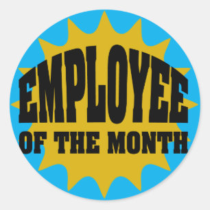 Employee of the Month gold and blue Classic Round Sticker