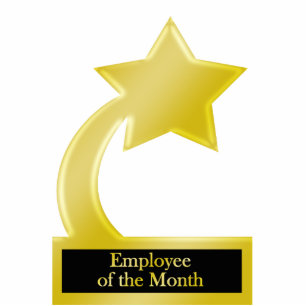 Employee of the Month, Gold Star Award Trophy Standing Photo Sculpture