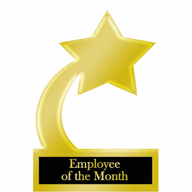 Employee of the Month, Gold Star Award Trophy Standing Photo Sculpture (Front)