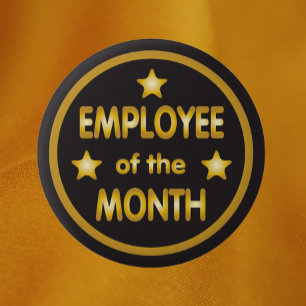 Employee of the Month Gold Stars 6 Cm Round Badge