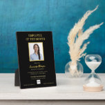 Employee of the month logo photo award plaque<br><div class="desc">Employee Of The Month Photo Logo Gold Lettering on black fond design. This is a totally personalizable template really easy to use. Reward and give thanks to your company employees for their dedication with this elegant award perfect for ceremonies and company events. You can customize the text, the photo, and...</div>