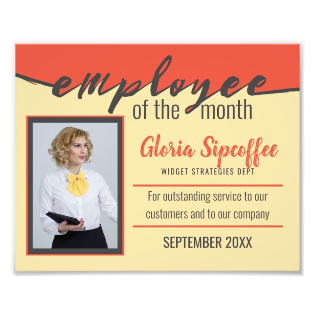 Employee of the month photo award certificate (Front)