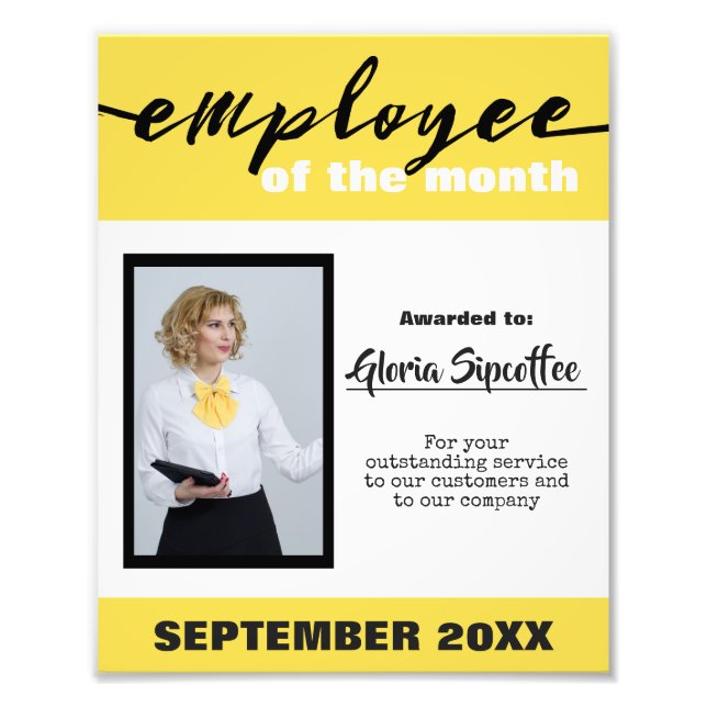 Employee of the month photo award certificate (Front)
