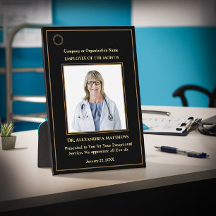 Employee Of The Month Photo Logo Gold Award  Plaque