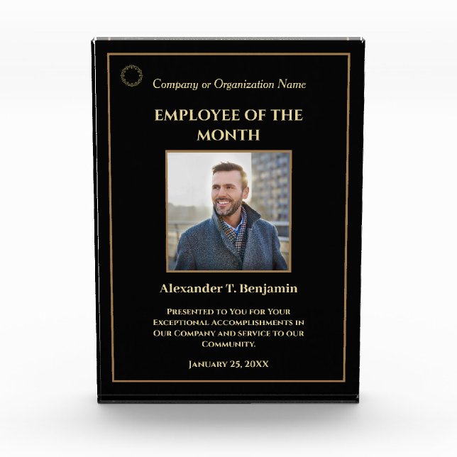 Employee Of The Month Photo Logo Gold Personalise  (Front)