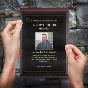Employee Of The Month Photo Logo Gold Personalise  Award Plaque