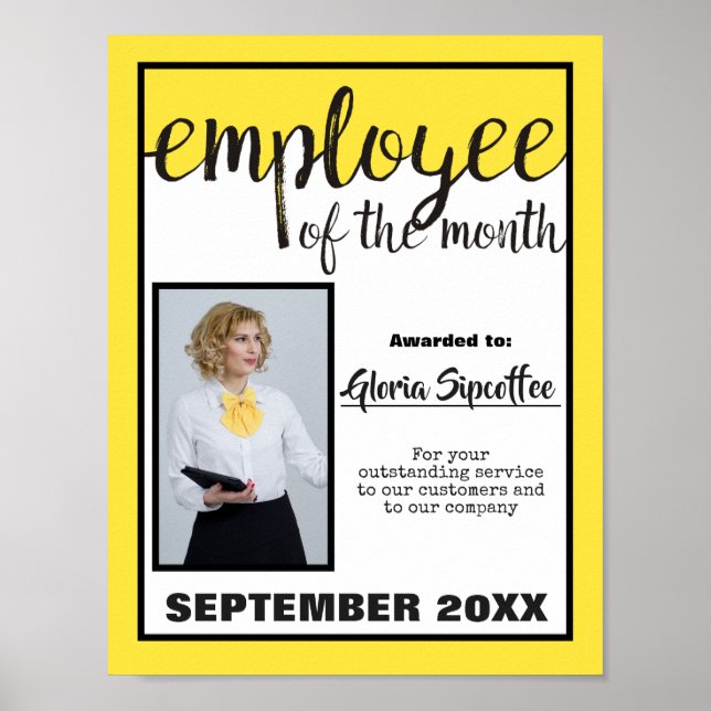Employee of the month photo recognition award poster (Front)