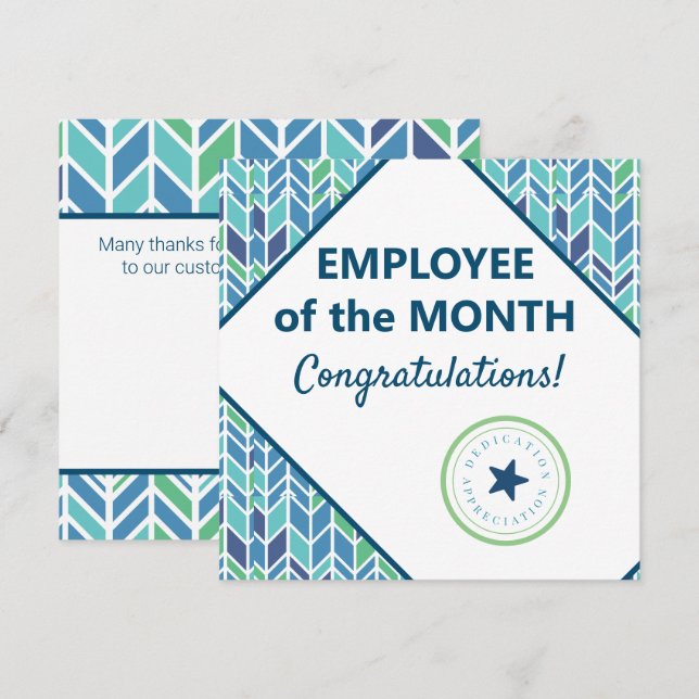 Employee of the month recognition award card (Front/Back)