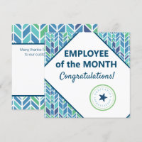 Employee of the month recognition award card
