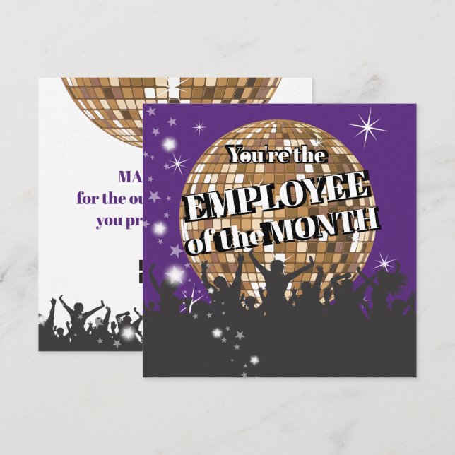 Employee of the month recognition award card (Front/Back)