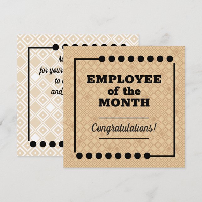 Employee of the month recognition award card (Front/Back)