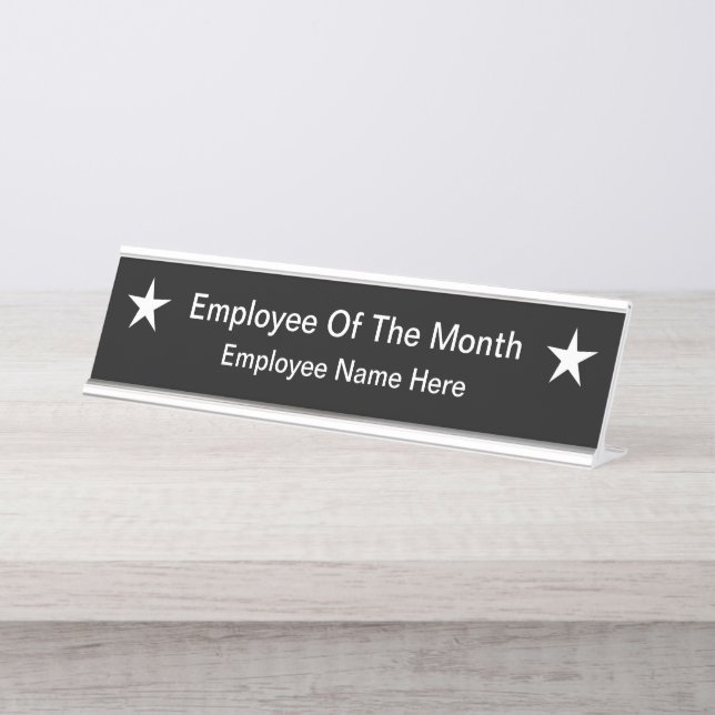 Employee Of The Month Recognition Award Desk Name Plate (Front)