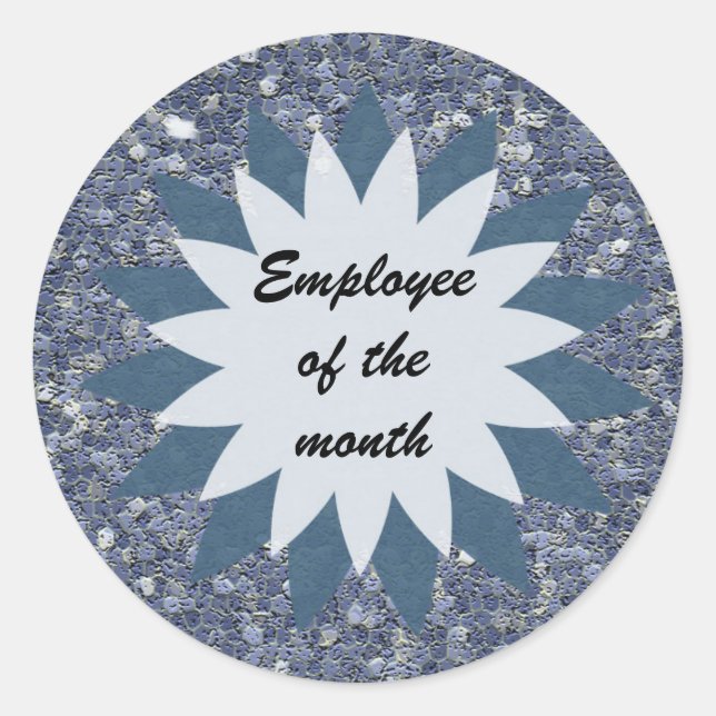 Employee of the Month Recognition Mosaic Blue Classic Round Sticker (Front)