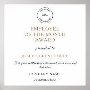 Employee of the Month Typography Gold Black Logo Poster