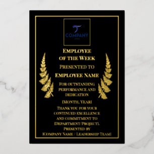 Employee of the Week Custom Foil Recognition Award Holiday Card