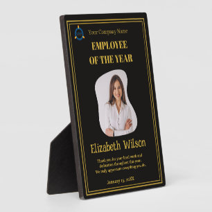Employee of the Year Custom Photo   Gold & Black  Plaque