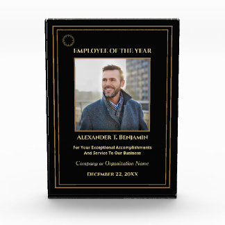 Employee Of The Year Logo Gold Award Custom Photo Block