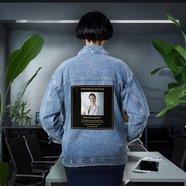 Employee Of The Year Photo Business Award          Denim Jacket (Employee Of The Year Photo Business Award Denim Jacket at the office. )
