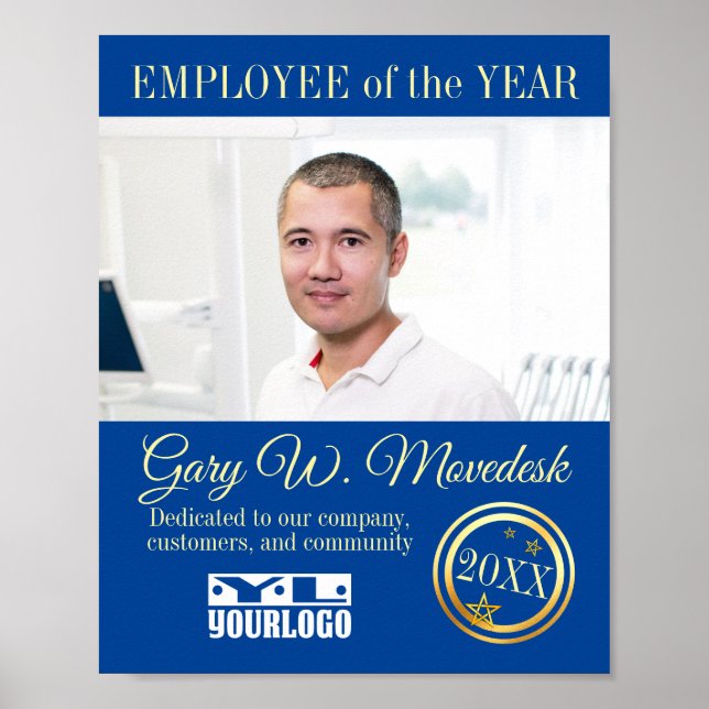 Employee of the year photo logo display poster (Front)