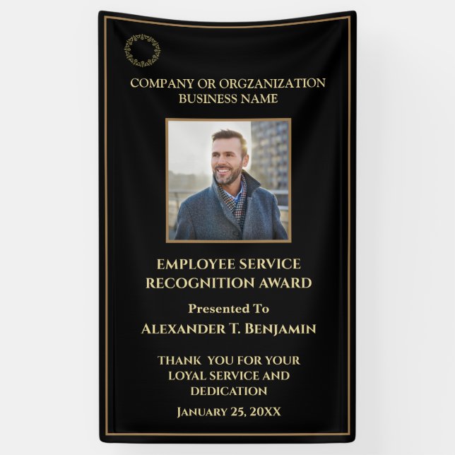 Employee Of The Year Photo Logo Gold Awards Banner (Vertical)
