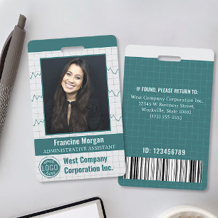 Employee Office Company Custom Photo Bar Code Logo ID Badge