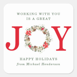 Employee or Co-Worker Appreciation Holiday Joy Square Sticker
