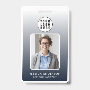 Employee Pass Photo Logo   Navy Blue Gradient  ID Badge