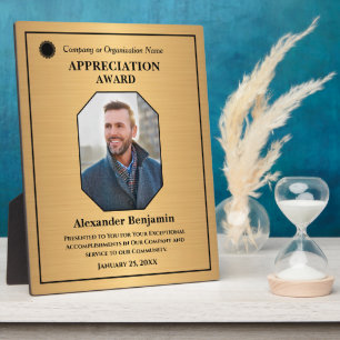 Employee Photo Appreciation Gold Award Custom Plaque